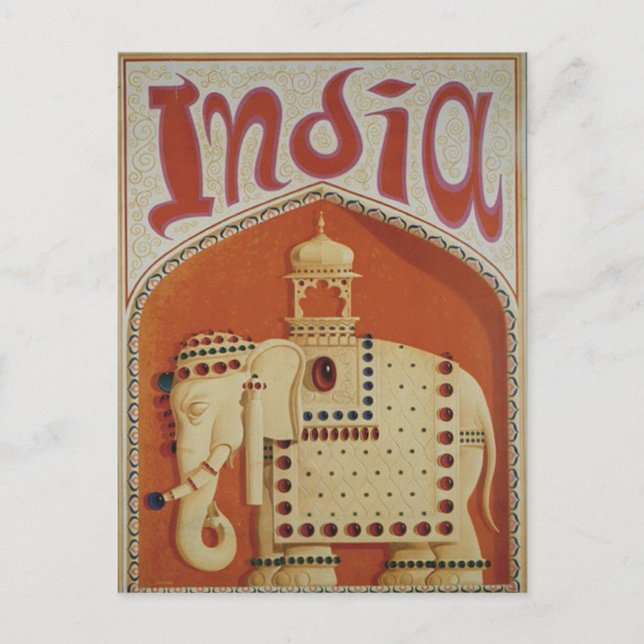 India vintage travel postcard (Front)