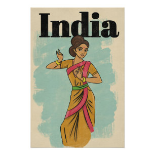 India vintage travel poster