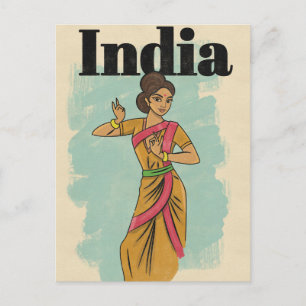 India vintage travel poster holiday postcard