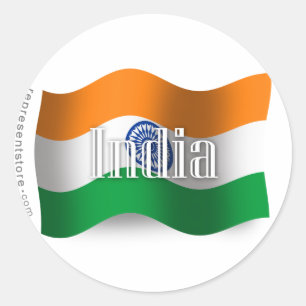 India Waving Flag Classic Round Sticker