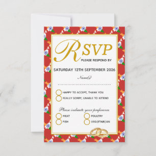 INDIA Wedding Celebration RSVP RED Response Card