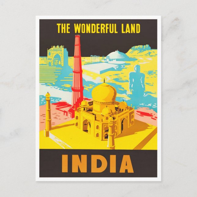 India wonderful land vintage travel  postcard (Front)