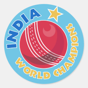 india world champions cricket ball classic round sticker