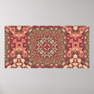 Indian abstract medallion pattern. Boho and gypsy Poster