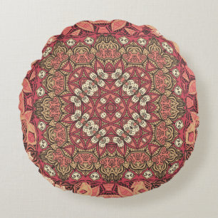 Indian abstract medallion pattern. Boho and gypsy  Round Pillow