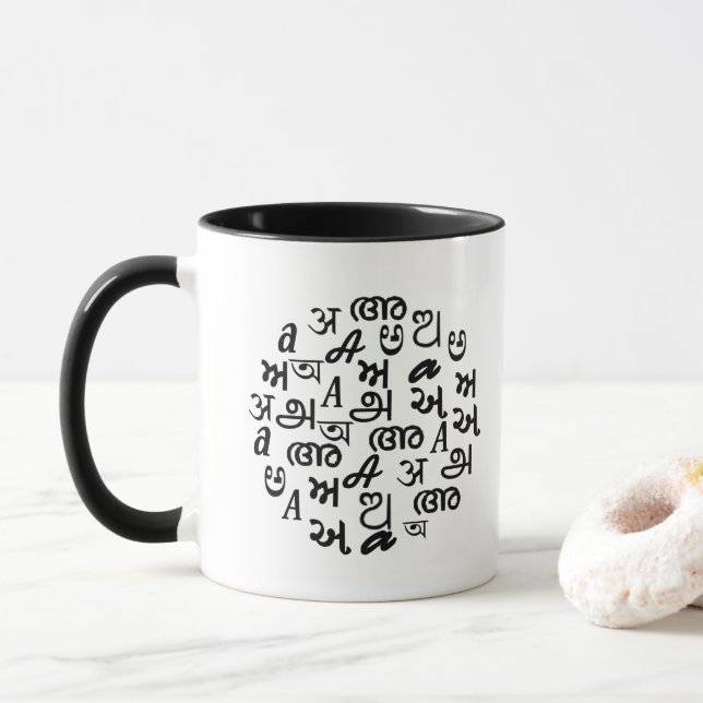 Indian Alphabet Letters Mug (With Donut)