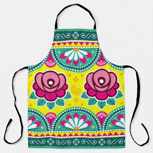 Indian and Pakistani truck art seamless long horiz Apron (Front)