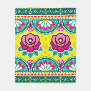 Indian and Pakistani truck art seamless long horiz Fleece Blanket
