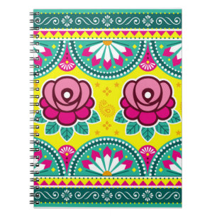 Indian and Pakistani truck art seamless long horiz Notebook