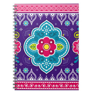 Indian and Pakistani truck art seamless pattern de Notebook