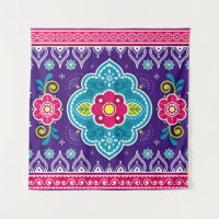 Indian and Pakistani truck art seamless pattern de