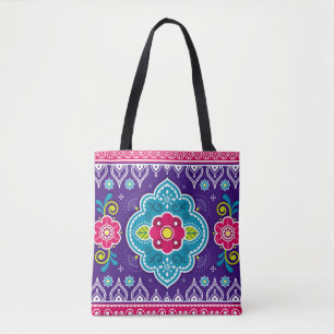 Indian and Pakistani truck art seamless pattern de Tote Bag