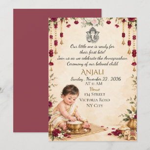 Indian Annaprashan Invitation Editable Template