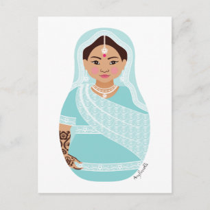 Indian (Aqua) Matryoshka Postcard