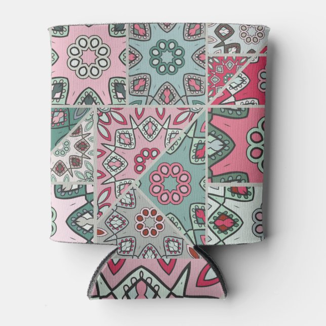 Indian Arabic Patchwork Quilt Vintage Can Cooler (Front)