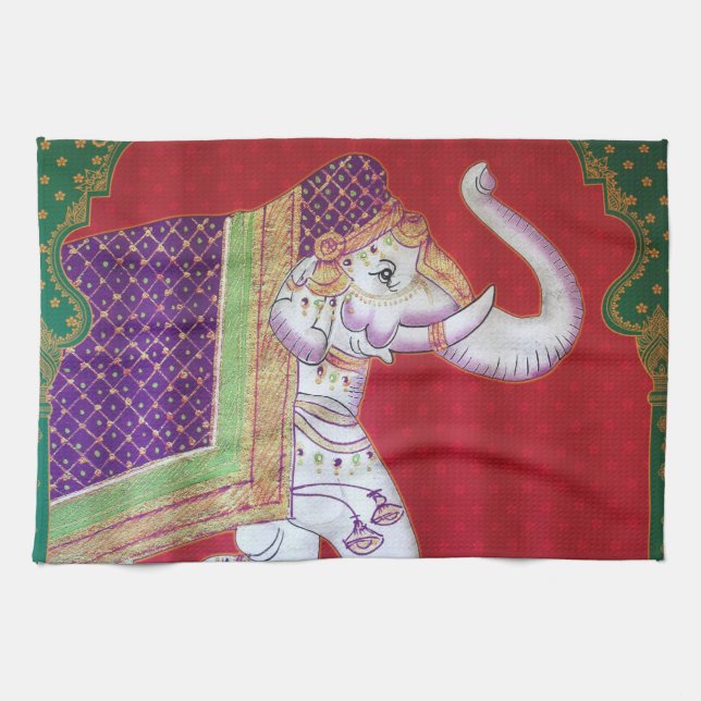 Indian art elephant kitchen towel (Horizontal)