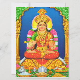 Indian Art Lakshmi Goddess Hindu Religion Card