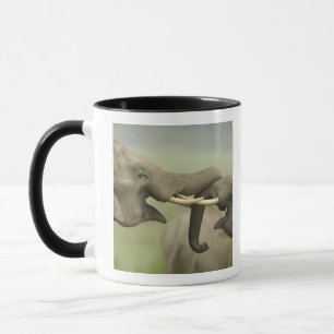 Indian Asian Elephants play Fighting Mug