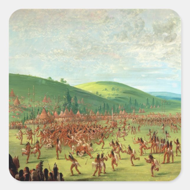 Indian Ball Game Square Sticker (Front)