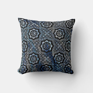 Indian Batik - Blue Throw Pillow