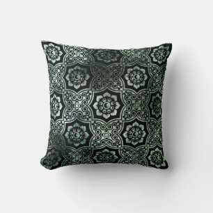 Indian Batik - Green Throw Pillow