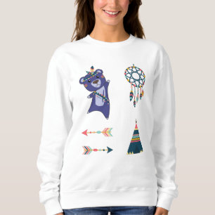 Indian Bear Sticker Set Bear Teepee Dream Catcher Sweatshirt