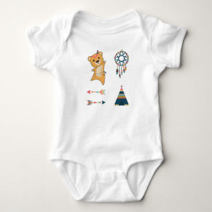 Indian Bear Yellow Fashing Teddy Feather Baby Bodysuit