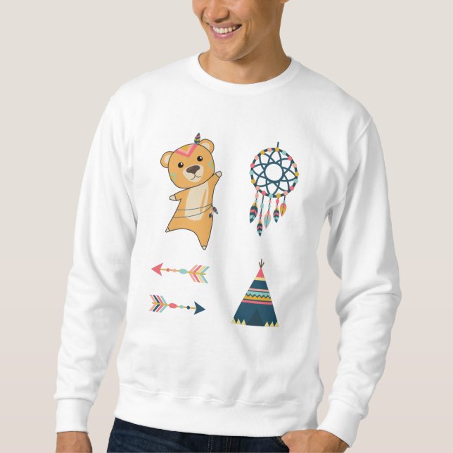 Indian Bear Yellow Fashing Teddy Feather Sweatshirt (Front)