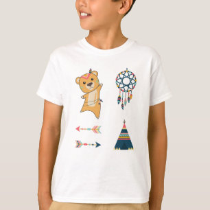 Indian Bear Yellow Fashing Teddy Feather T-Shirt