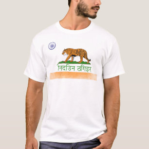 Indian Bengal Tiger - India and California Flag T-Shirt
