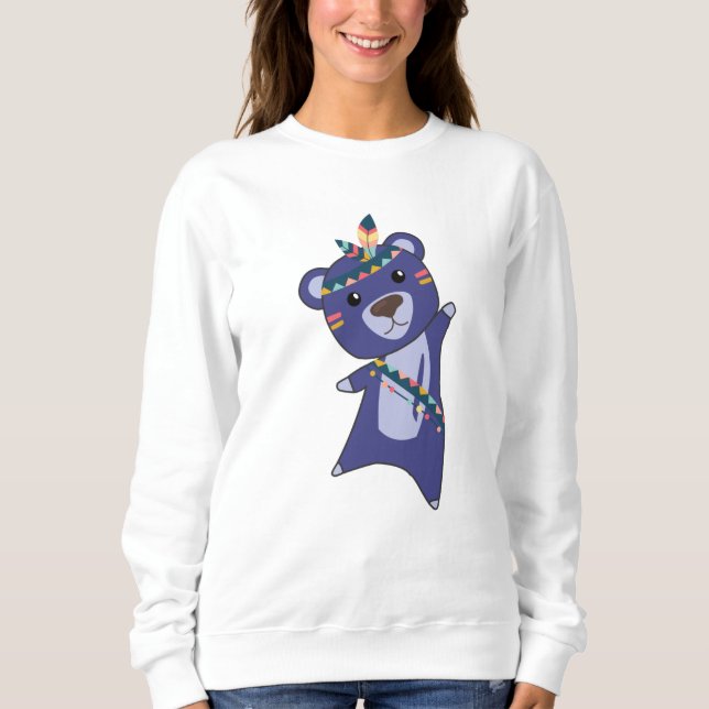 Indian Blue Bear Fashing Teddy Feather Sweatshirt (Front)