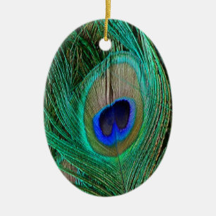 Indian Blue Peacock Feather Ceramic Ornament