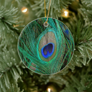 Indian Blue Peacock Feather Ceramic Ornament