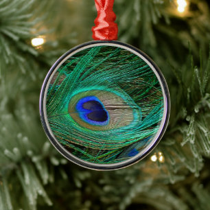 Indian Blue Peacock Feather Metal Ornament