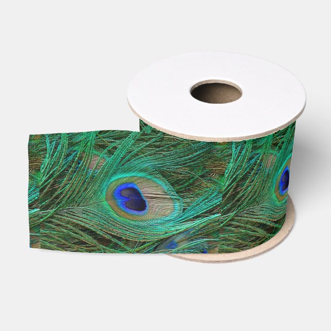 Indian Blue Peacock Feather Ribbon Grosgrain Ribbon (Spool)