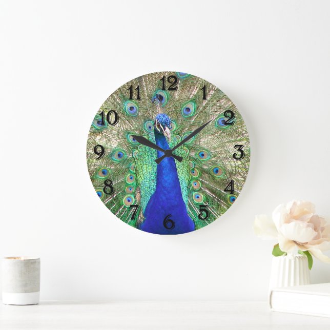 Indian Blue Peacock Large Clock (Home)