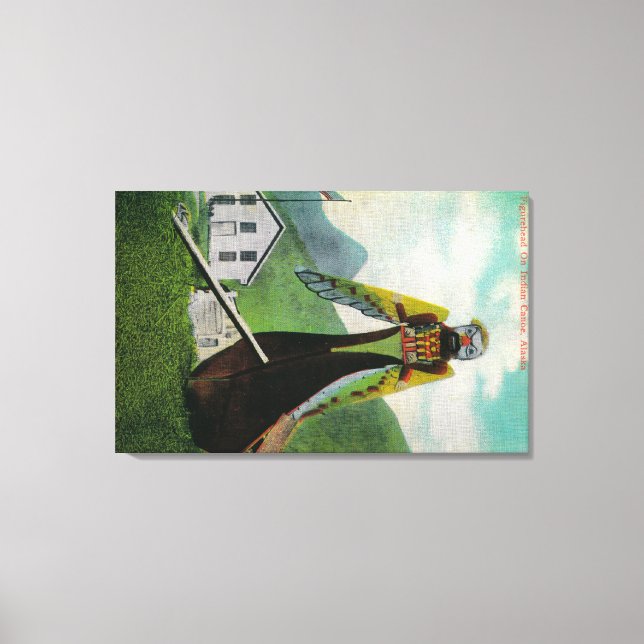 Indian Canoe with Figurehead in AlaskaState Canvas Print (Front)