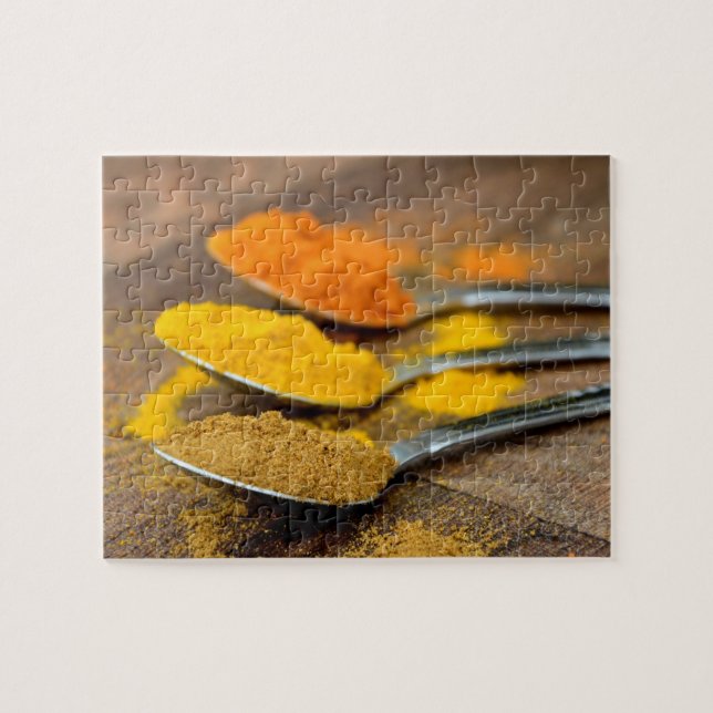 Indian Chef Kitchen Cookery Spices on Spoons Jigsaw Puzzle (Horizontal)