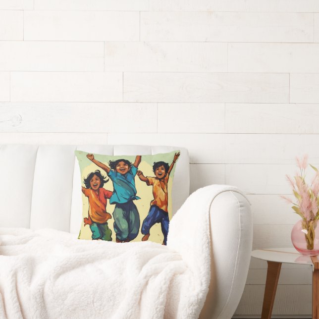 indian chidren painting pillow (Couch)