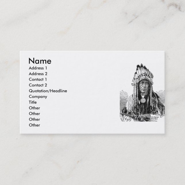 Indian Chief Business Card (Front)
