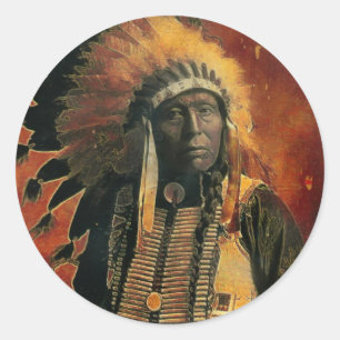 Indian_Chief Classic Round Sticker