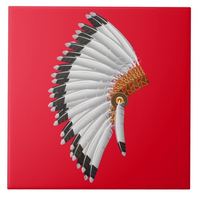 Indian chief Feather Hat Design Tile (Front)