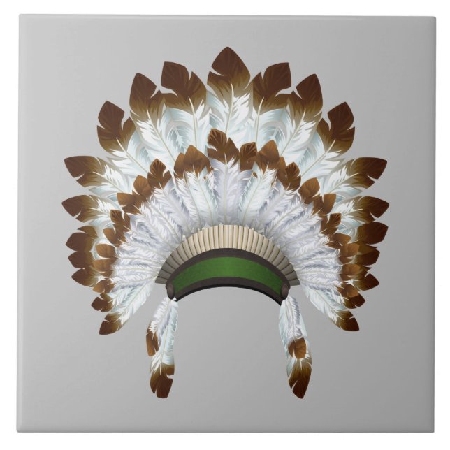 Indian chief Feather Hat Design Tile (Front)