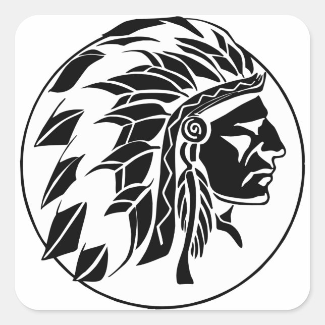 Indian Chief Head Square Sticker (Front)