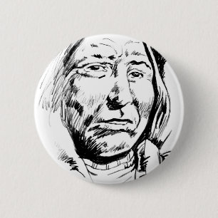 Indian Chief Ink Sketch Motivational 2 Inch Round Button