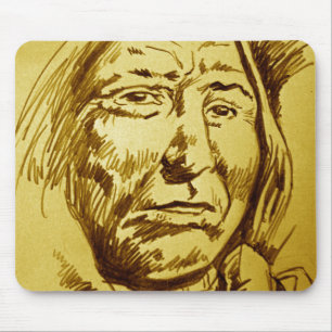 Indian Chief Pencil Sketch Mouse Pad