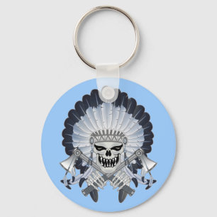 Indian Chief Skull Keychain