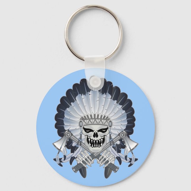 Indian Chief Skull Keychain (Front)