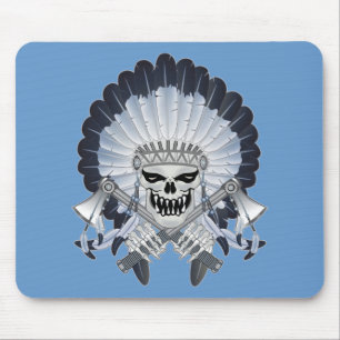 Indian Chief Skull Mouse Pad