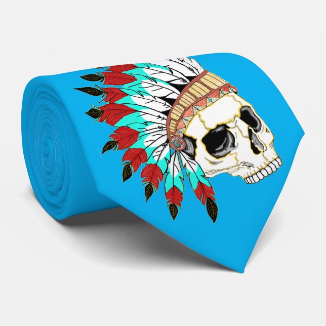 Indian Chief Skull Tie (Rolled)